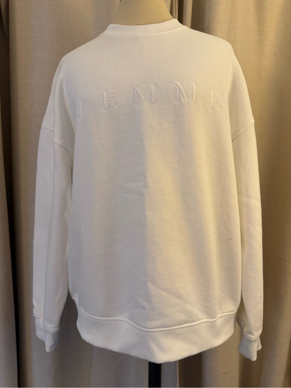 Selected Femme brand White 'FEMME' Embroidered Crewneck Sweatshirt size M